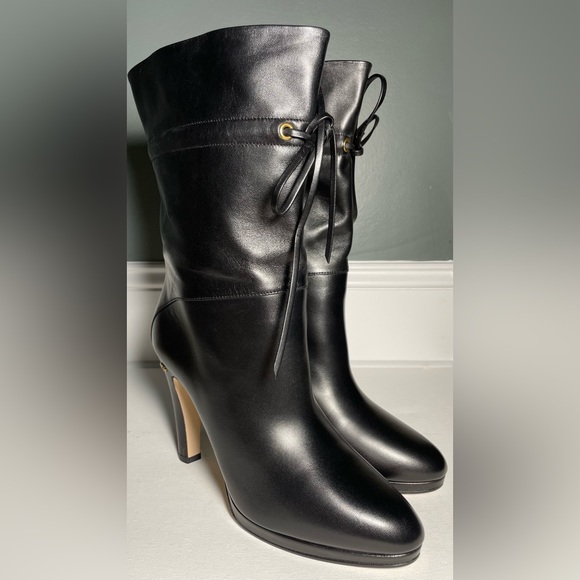 Gucci Charlotte drawstring Black Leather booties 9.5 - Picture 4 of 13